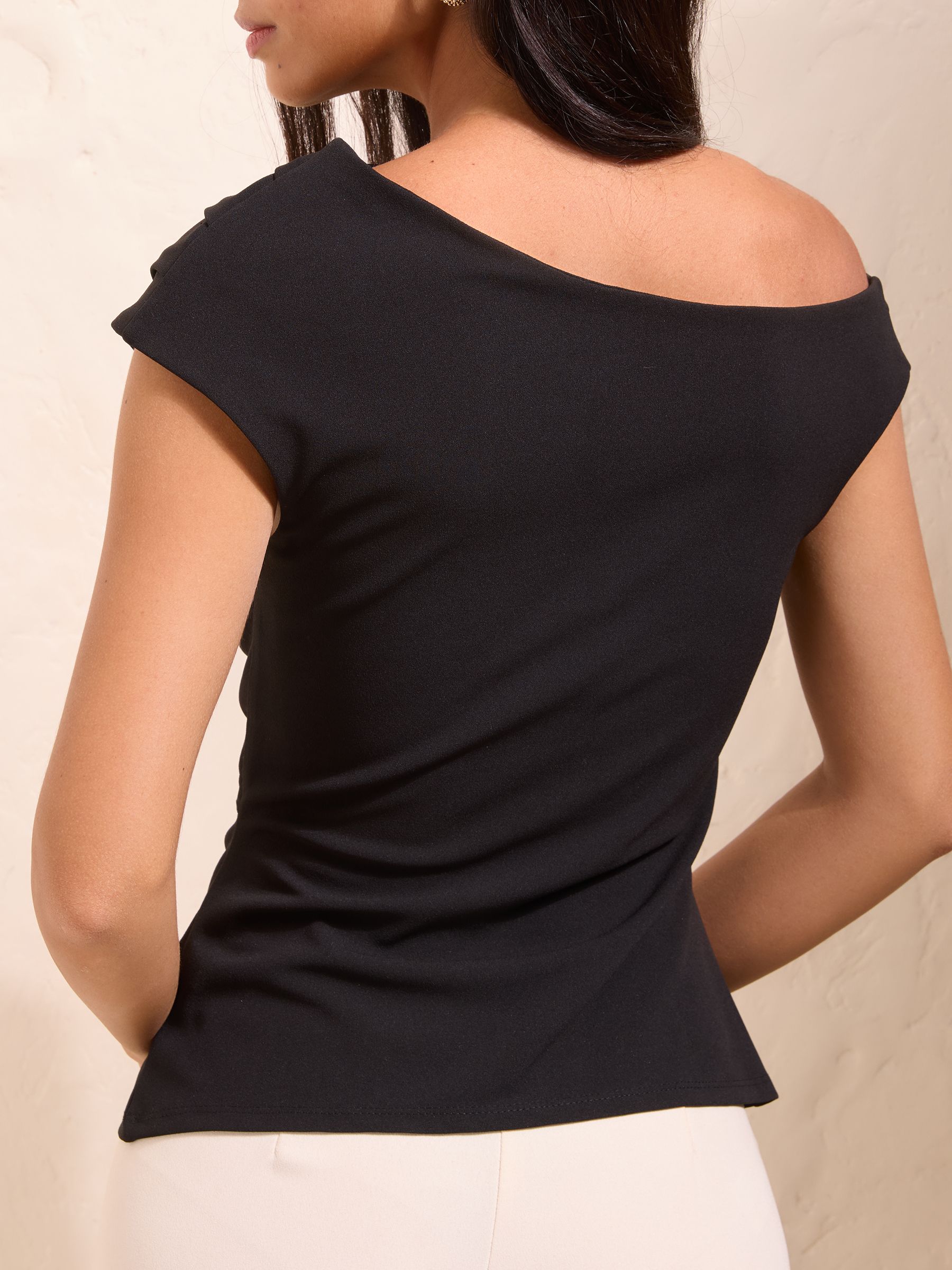 Buy Friends Like These Black Hardware Draped Off The Shoulder Top