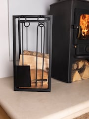 Snug Black Hornbeam Log Holder Fireside Companion Set - Image 2 of 6
