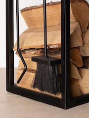 Snug Black Hornbeam Log Holder Fireside Companion Set - Image 3 of 6