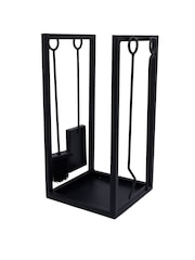 Snug Black Hornbeam Log Holder Fireside Companion Set - Image 4 of 6