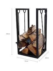 Snug Black Hornbeam Log Holder Fireside Companion Set - Image 6 of 6
