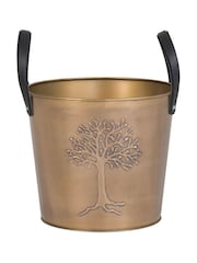 Snug Brass Large Mulberry Leather Handle Log Bucket - Image 5 of 6
