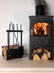 Snug Black Hazel Log Holder & Fireside Companion Set - Image 1 of 6