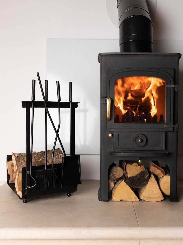 Snug Black Hazel Log Holder & Fireside Companion Set - Image 1 of 6