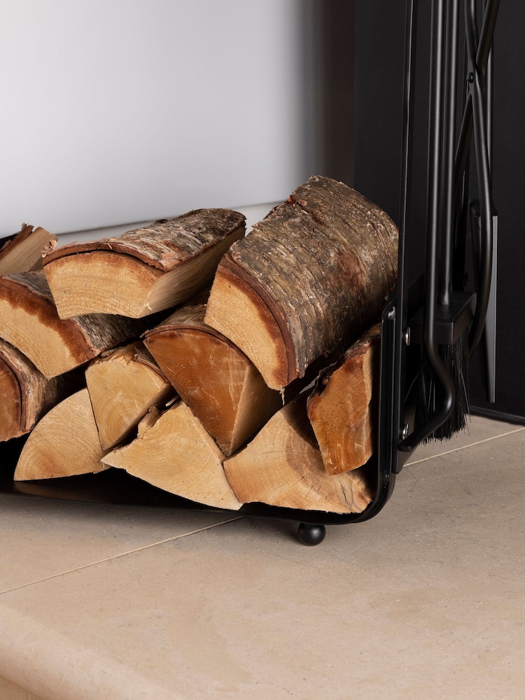 Snug Black Hazel Log Holder & Fireside Companion Set - Image 2 of 6