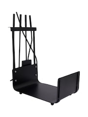 Snug Black Hazel Log Holder & Fireside Companion Set - Image 4 of 6