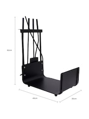 Snug Black Hazel Log Holder & Fireside Companion Set - Image 6 of 6