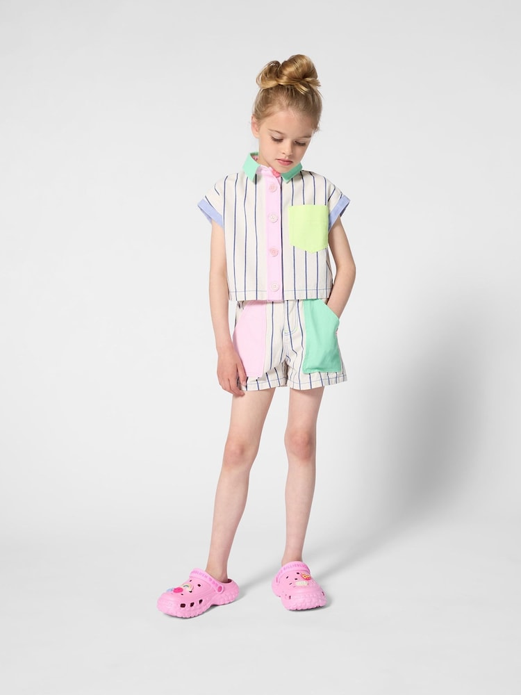 Billieblush Colourblock Pinstripe Cream Shorts - Image 1 of 4