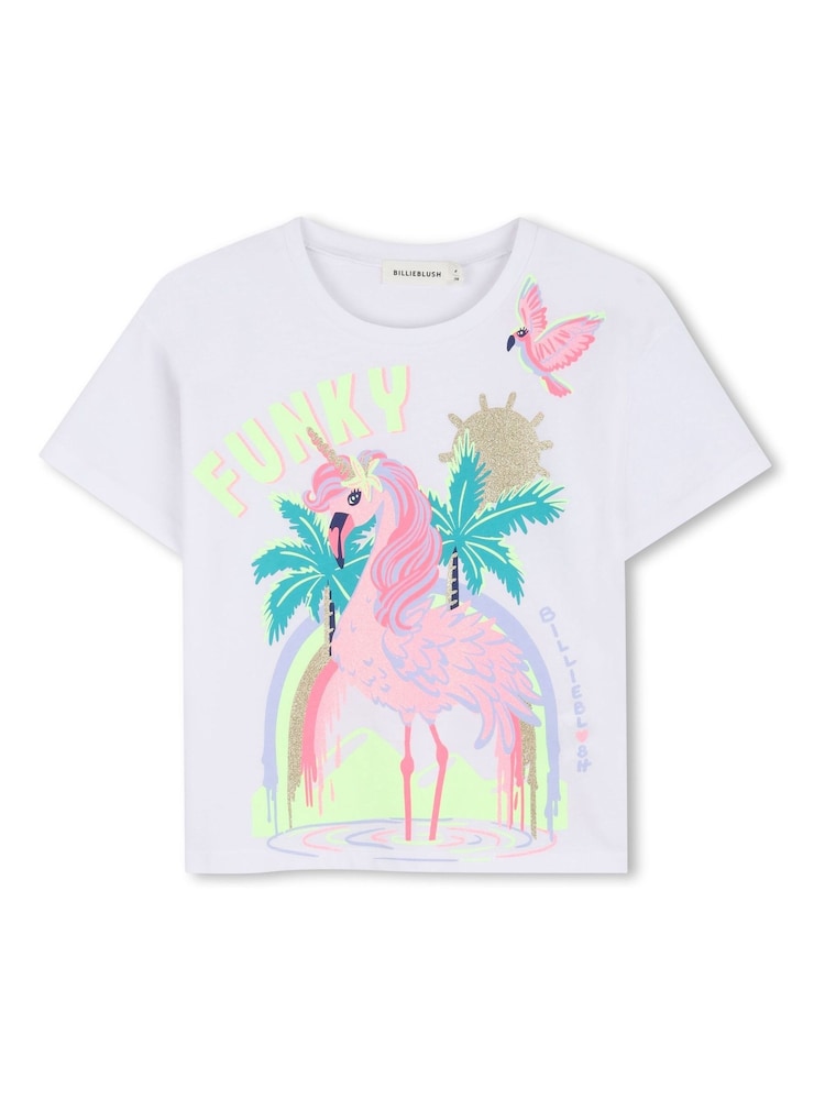 Billieblush Short Sleeve Unicorn Graphic Print T-Shirt - Image 1 of 3 Billieblush Short Sleeve Unicorn Graphic Print T-Shirt - Image 1 of 3