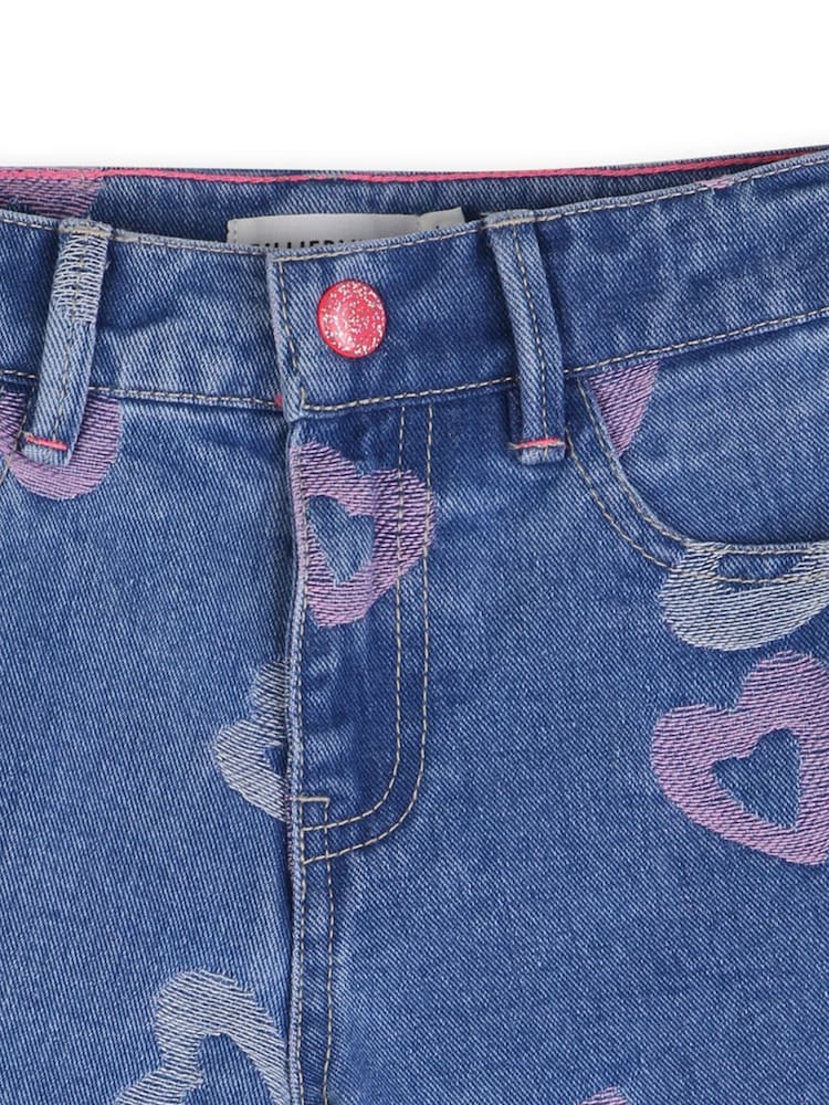 Billieblush Heart Print Denim Blue Shorts - Imaginea 3 din 3 Billieblush Heart Print Denim Blue Shorts - Imaginea 3 din 3