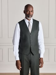 Green Signature Slim Fit Zignone Italian Wool Cashmere Flannel Suit Waistcoat - Image 1 of 8