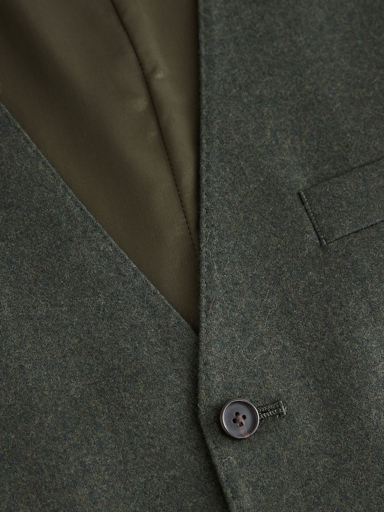 Green Signature Slim Fit Zignone Italian Wool Cashmere Flannel Suit Waistcoat - Image 8 of 8 Green Signature Slim Fit Zignone Italian Wool Cashmere Flannel Suit Waistcoat - Image 8 of 8