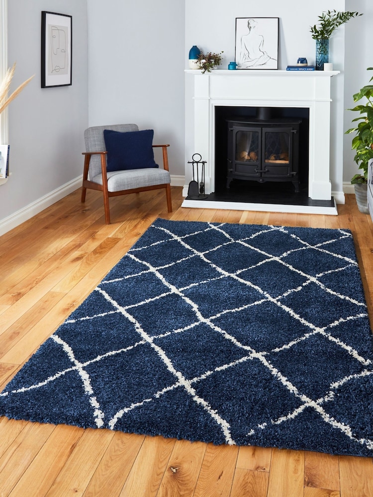 Think Rugs Navy Scandi Berber Rug - Image 1 of 5 Think Rugs Navy Scandi Berber Rug - Image 1 of 5