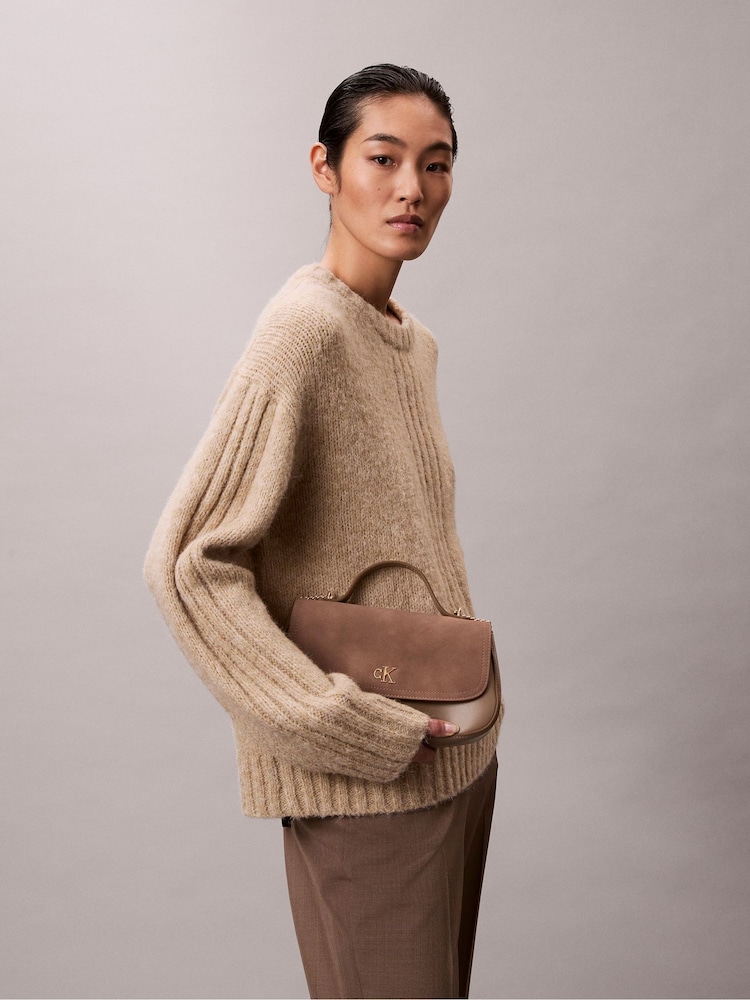 Calvin Klein Monogram Flap Sueded Camera Bag - صورة 5 من 5 Calvin Klein Monogram Flap Sueded Camera Bag - صورة 5 من 5