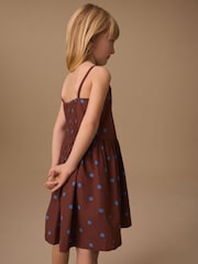 Chocolate Brown Spot Strappy Dress (3-16yrs) - Image 3 of 8