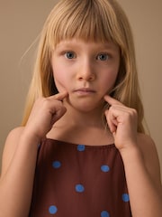 Chocolate Brown Spot Strappy Dress (3-16yrs) - Image 4 of 8