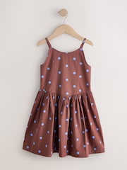 Chocolate Brown Spot Strappy Dress (3-16yrs) - Image 5 of 8