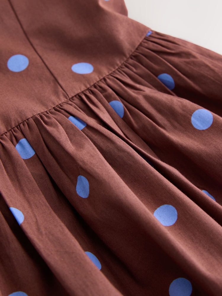 Chocolate Brown Spot Strappy Dress (3-16yrs) - Image 8 of 8