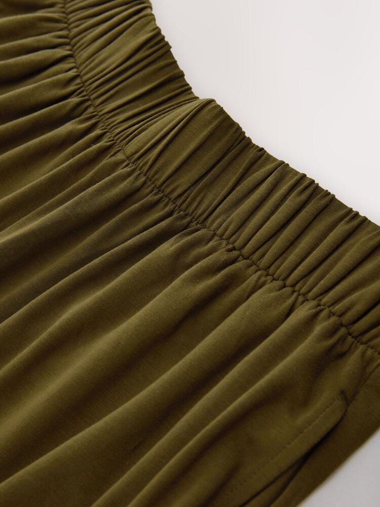 Khaki Green Slinky Jersey Balloon Leg Joggers - Image 2 of 3