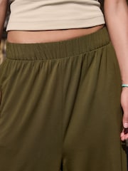 Khaki Green Slinky Jersey Balloon Leg Joggers - Image 4 of 7