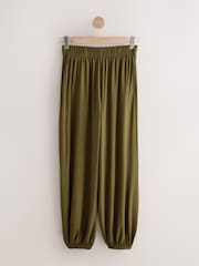 Khaki Green Slinky Jersey Balloon Leg Joggers - Image 5 of 7