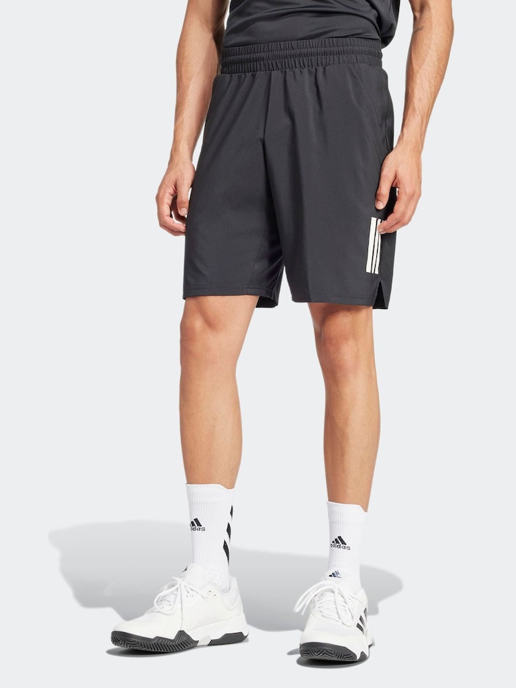 adidas Black Club Tennis Climacool 3-Stripes 9 Inch Shorts - Image 1 of 7