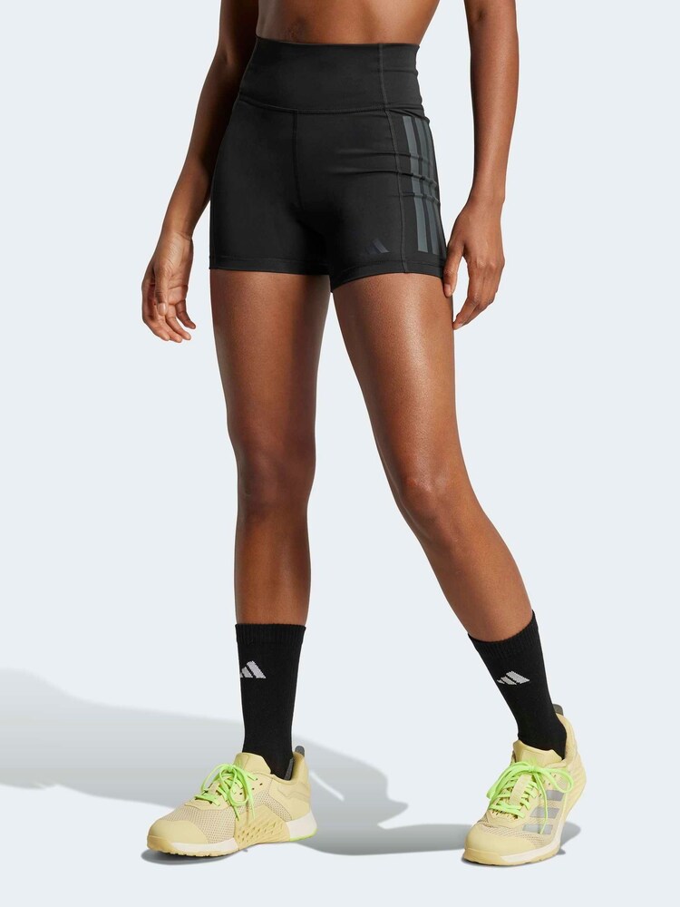 adidas Black Optime 3-Stripes 1/4 Short Leggings - Image 1 of 7