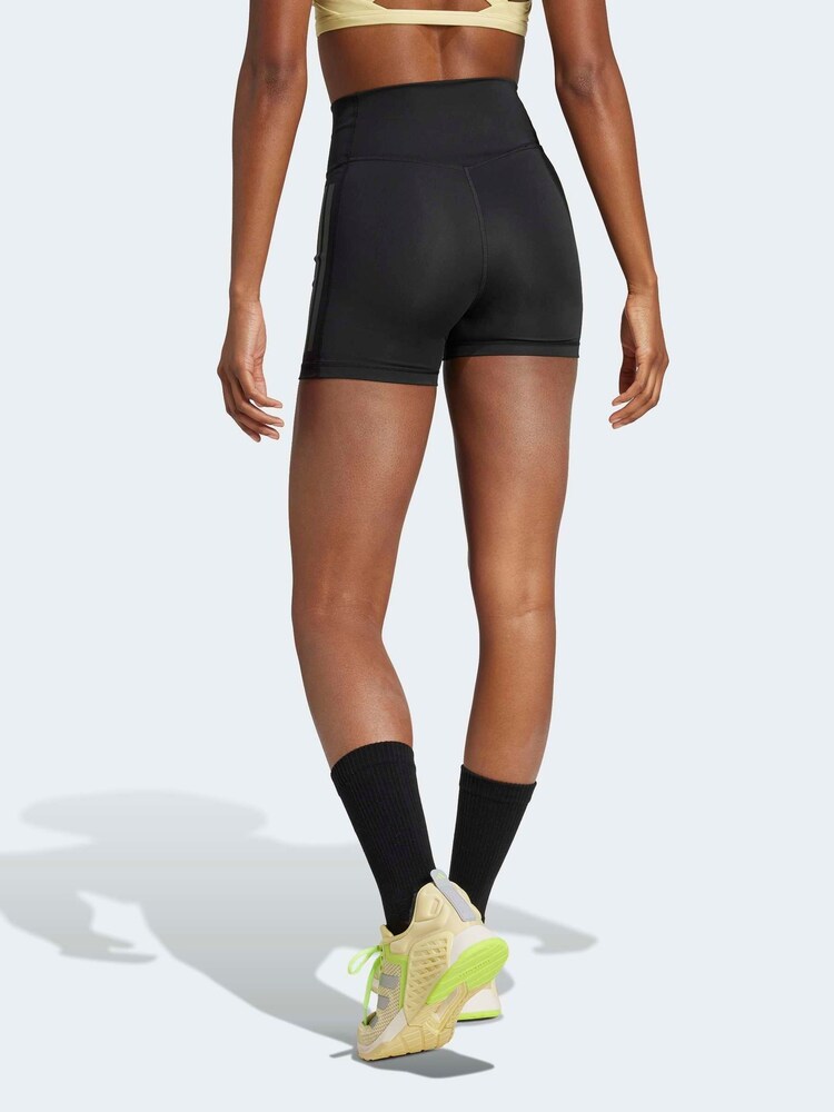 adidas Black Optime 3-Stripes 1/4 Short Leggings - Image 2 of 7