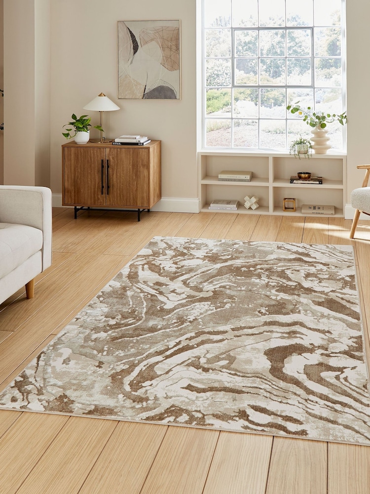 Think Rugs Beige Tidal TL46 Modern Abstract Rug - Image 1 of 6