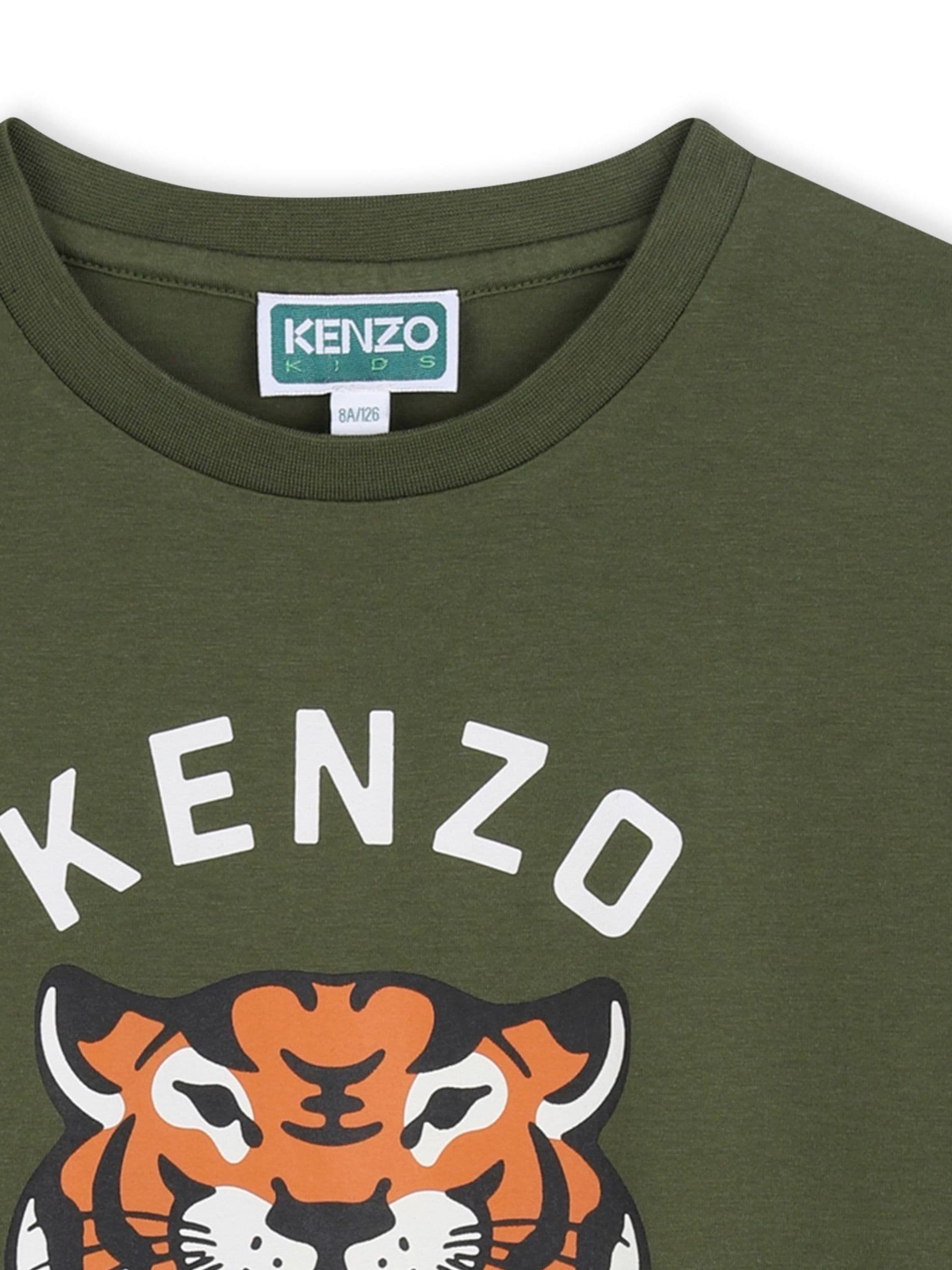 Buy Зелений - KENZO KIDS Graphic Logo Crew Neck Short Sleeve T
