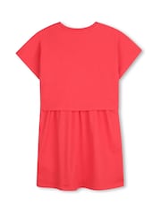 KENZO KIDS Logo Crew Neck Short Sleeve Red Dress - Imaginea 2 din 3