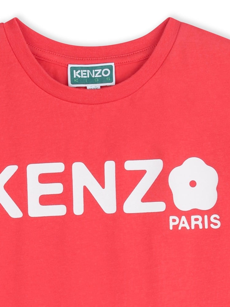 KENZO KIDS Logo Crew Neck Short Sleeve Red Dress - Imaginea 3 din 3