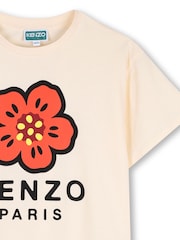 KENZO KIDS Cream Graphic Logo Crew Neck Short Sleeve T-Shirt - Image 5 of 5