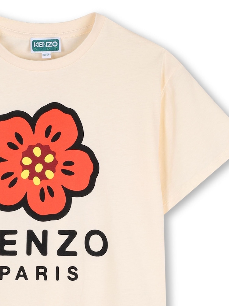 KENZO KIDS Cream Graphic Logo Crew Neck Short Sleeve T-Shirt - Image 5 of 5