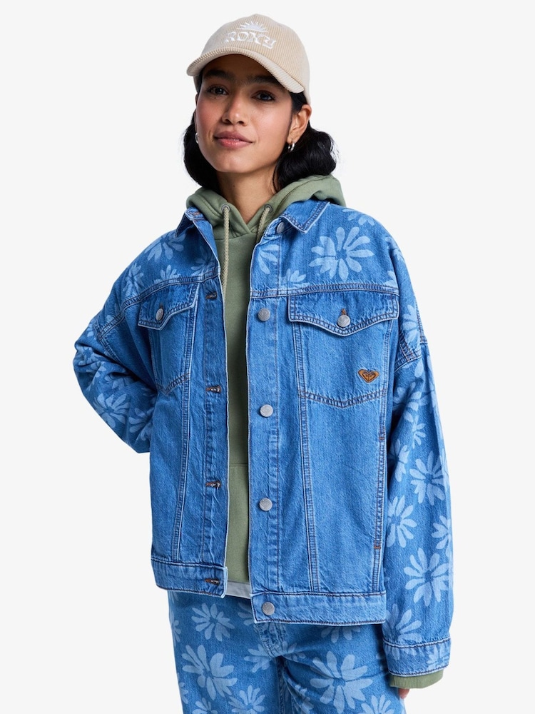 Roxy Floral Print Salty Horizon Denim Jacket - Imaginea 1 din 6