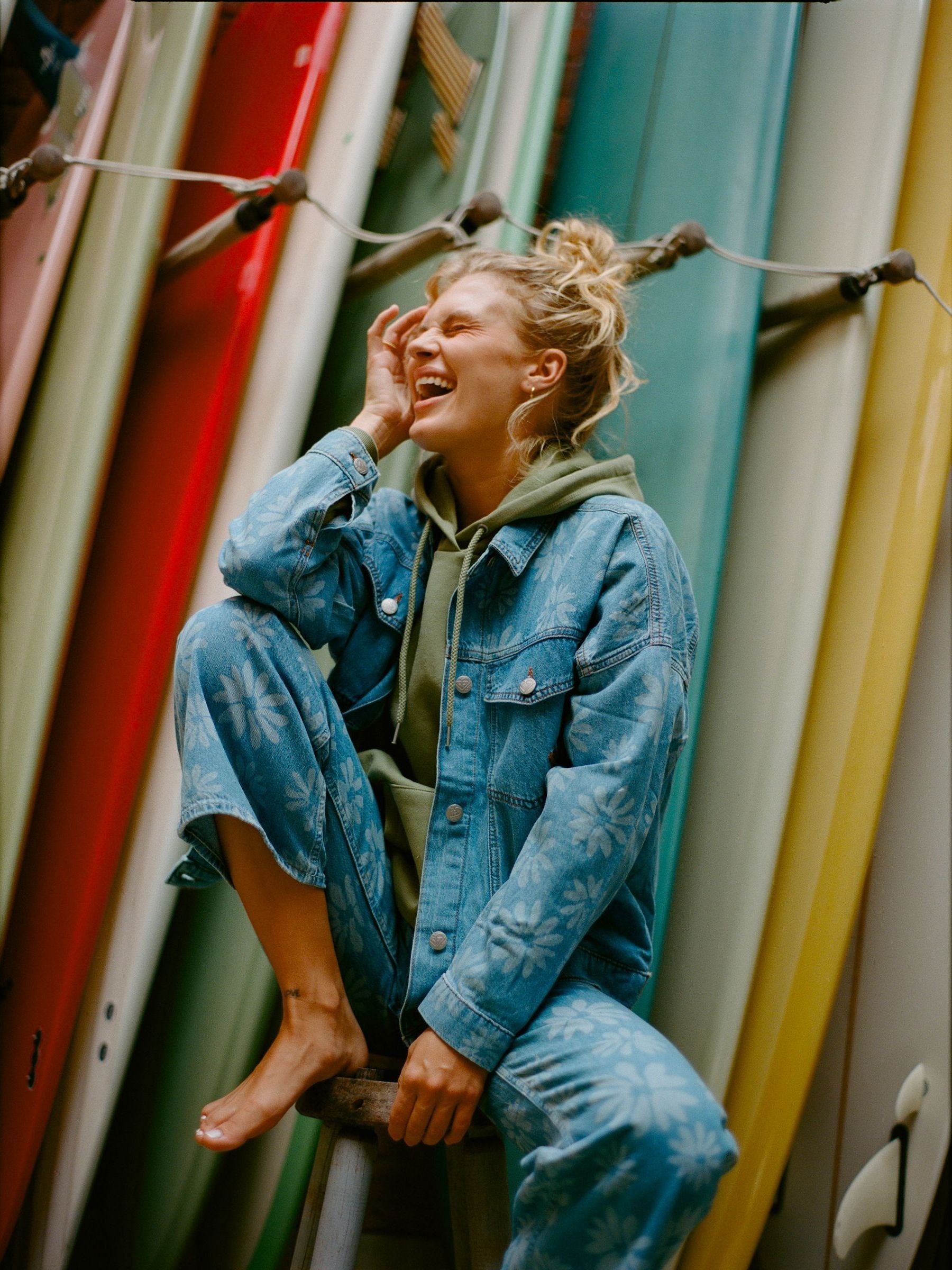 Buy Roxy Blue Floral Print Salty Horizon Denim Jacket from Next USA