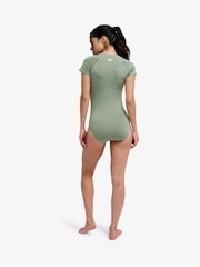 Roxy Green Essentials Zipped Short Sleeve Logo Swimsuit - Image 4 of 5