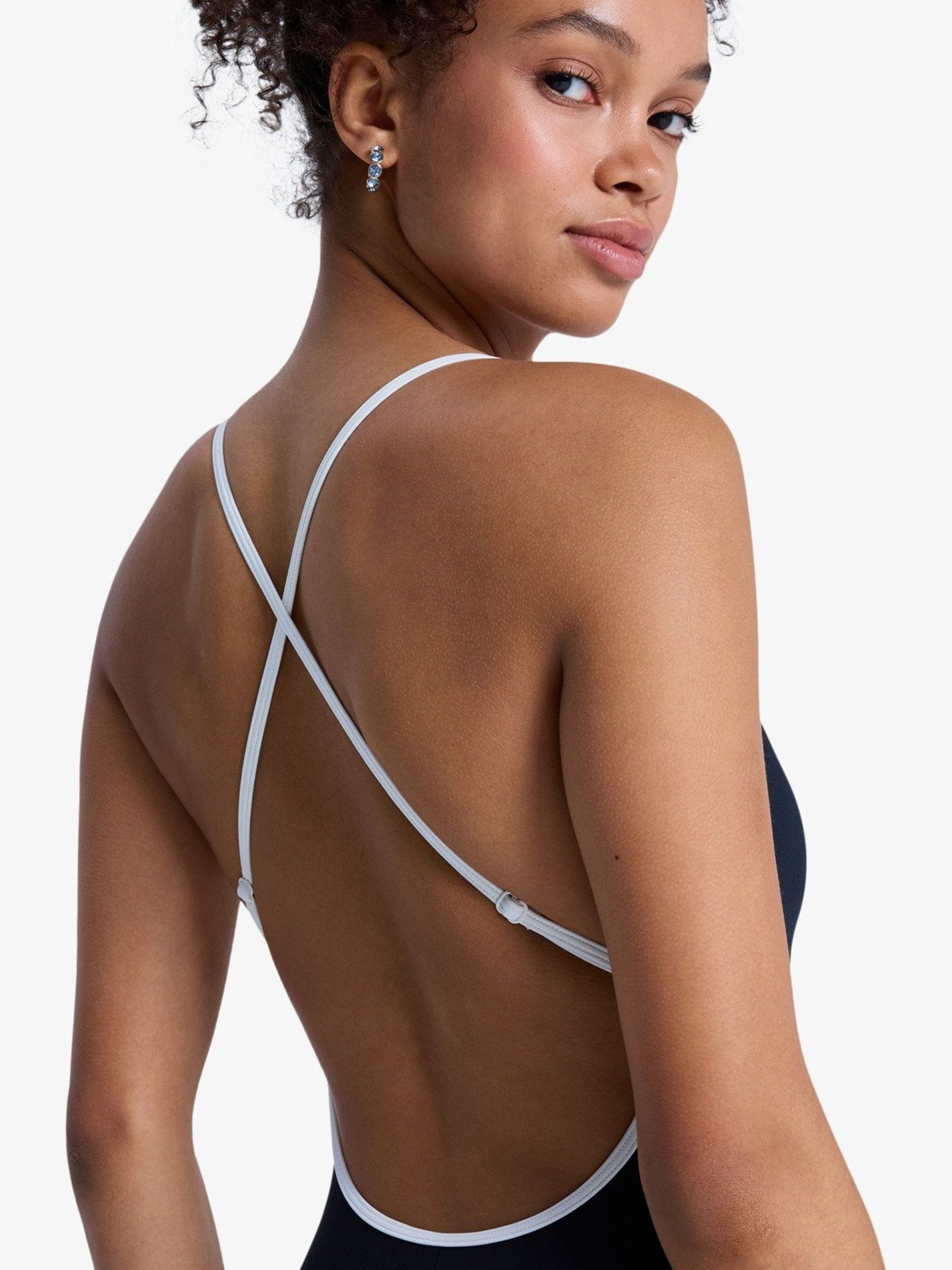 Buy Roxy Black The Retro Essentials Square Neck Logo Swimsuit from