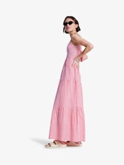 Roxy Pink Tropical Glow Seersucker Stripe Tierred Maxi Dress - Image 2 of 6