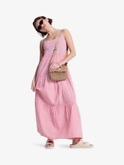 Roxy Pink Tropical Glow Seersucker Stripe Tierred Maxi Dress - Image 6 of 6