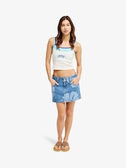 Roxy Blue Floral Print Stunning Spirit Denim Mini Skirt - Image 4 of 5