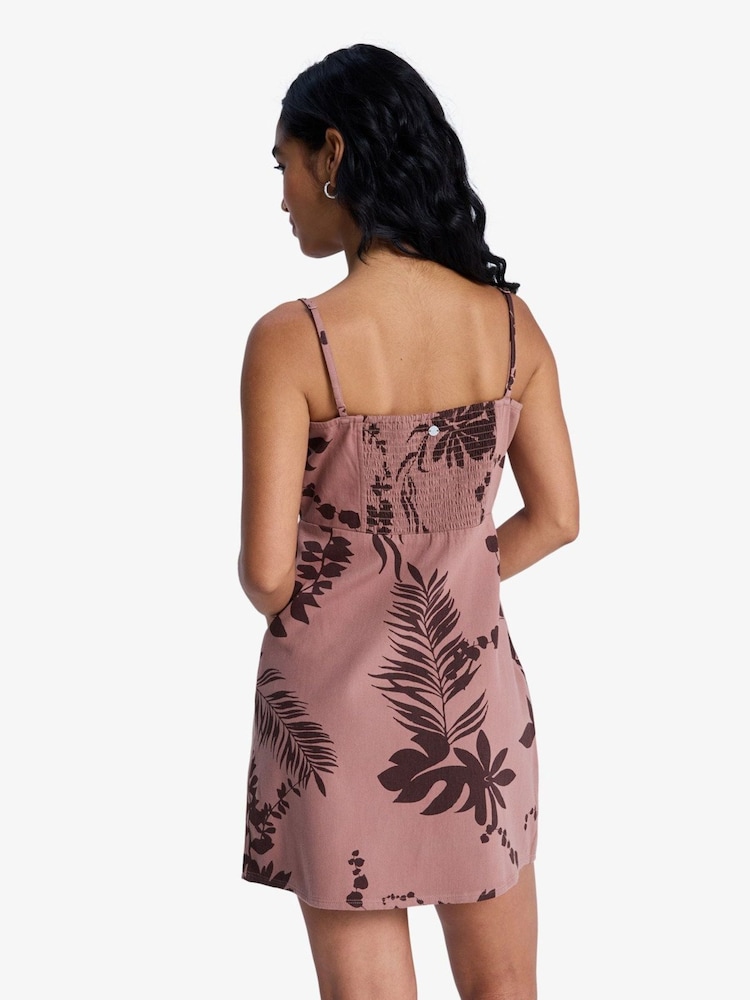 Roxy Brown Tropical Print Seaside Memories Mini Dress - Image 2 of 6 Roxy Brown Tropical Print Seaside Memories Mini Dress - Image 2 of 6
