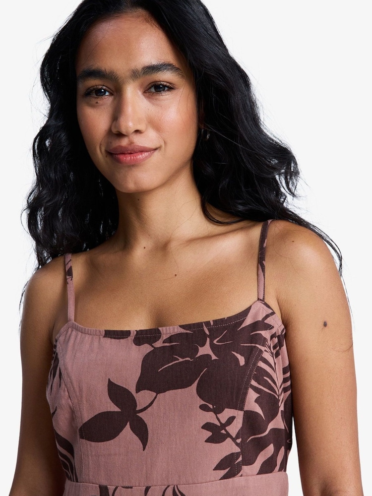 Roxy Brown Tropical Print Seaside Memories Mini Dress - Image 6 of 6 Roxy Brown Tropical Print Seaside Memories Mini Dress - Image 6 of 6