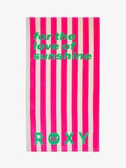 Roxy Red Trouble In Town Stripe Logo Beach Towel - Image 1 of 1