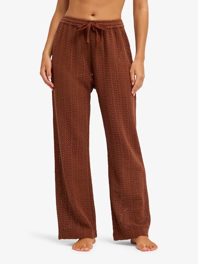 Roxy Cappucino Mood Moving Crochet Texture Beach Trousers - Imaginea 1 din 5