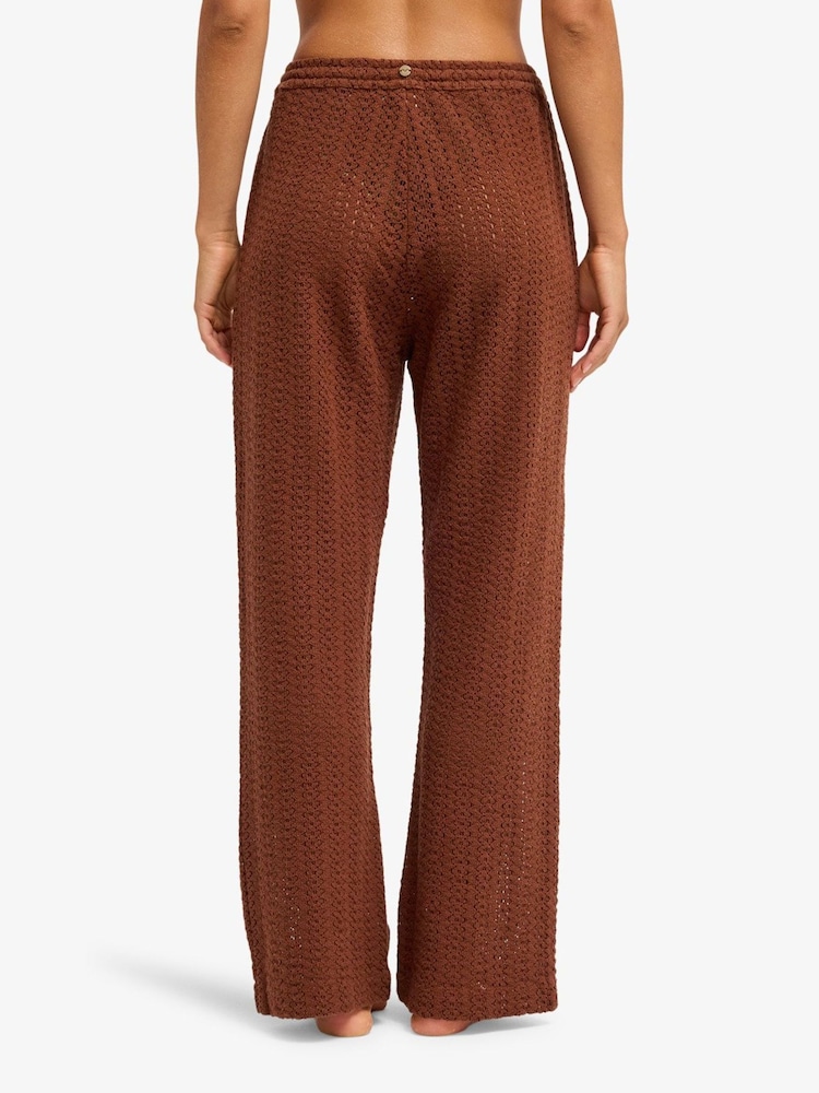 Roxy Cappucino Mood Moving Crochet Texture Beach Trousers - Imaginea 2 din 5