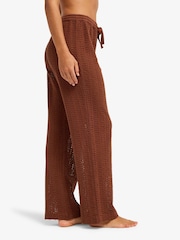 Roxy Cappucino Mood Moving Crochet Texture Beach Trousers - Imaginea 3 din 5