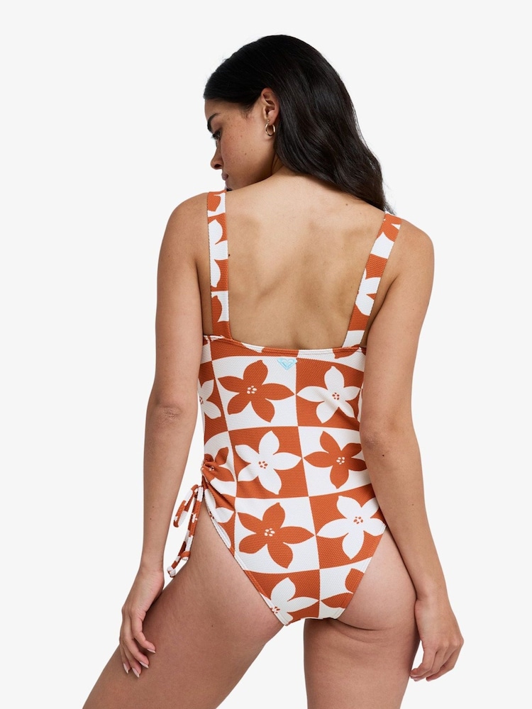 Roxy Orange Floral Hazy Days Square Neck Swimsuit - Image 6 of 6 Roxy Orange Floral Hazy Days Square Neck Swimsuit - Image 6 of 6