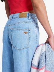 Roxy Blue Dawn Patrol Mid Sunbleached Loose Fit Denim Jeans - Image 3 of 5