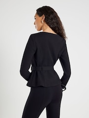River Island Black Long Sleeve Belted Button Detail Blazer - Image 2 of 4